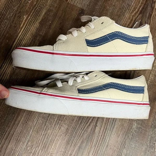 Vans Ivory Suede Sk8-Lo Flat Bottom Sneaker Size 7 - Image 3