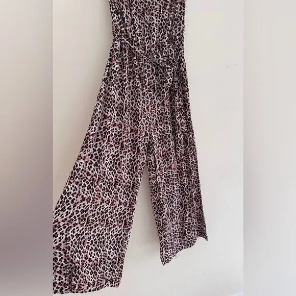 Simplee Belted Leopard Wide Leg Tube Jumpsuit - Image 9