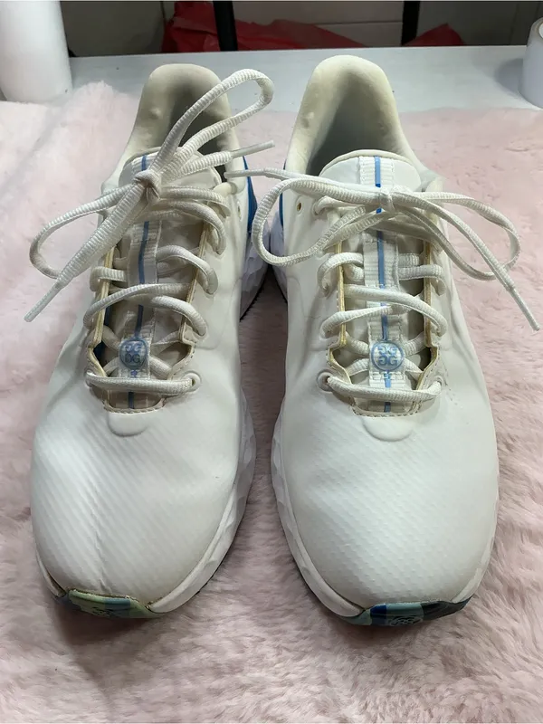 G/FORE White Sneakers with Light Blue Stripe 178 Size 8 - Image 2