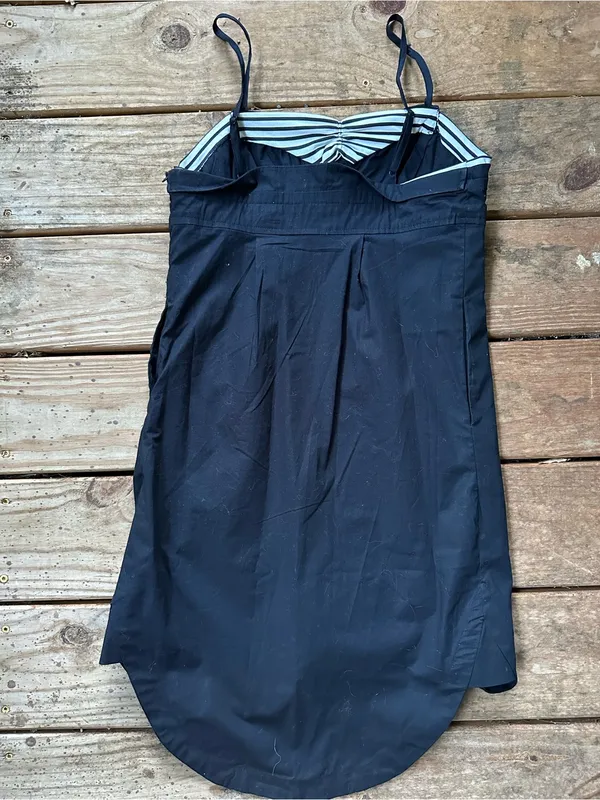 Maeve Anthropologie button front poplin sleeveless dress black xxs - Image 6