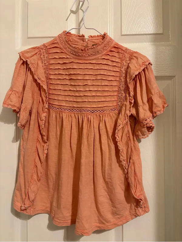 Free people le femme peach ruffle boho top XS nwt - Image 3