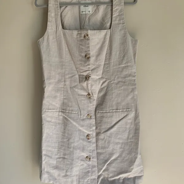 NWOT Abercrombie & Fitch Linen Cotton Dress Casual Cream Beige Women Size M - Image 2