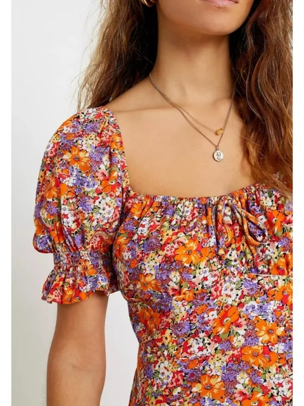 Faithfull Brand Iris Mini Dress Meja Floral Sweetheart Bust Milkmaid Romantic XS - Image 7