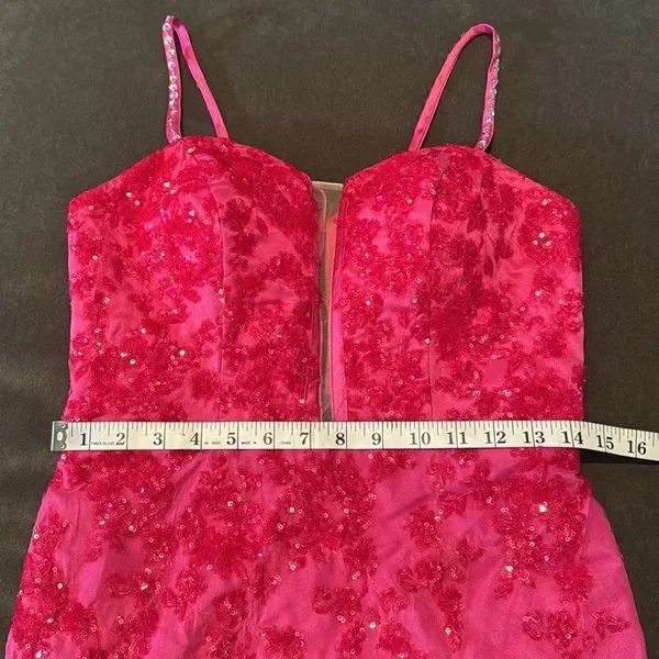 Women’s Pink Mermaid Fit Prom Party Dress Sparkly Sequins Lace Up Back Size 6 - Image 9