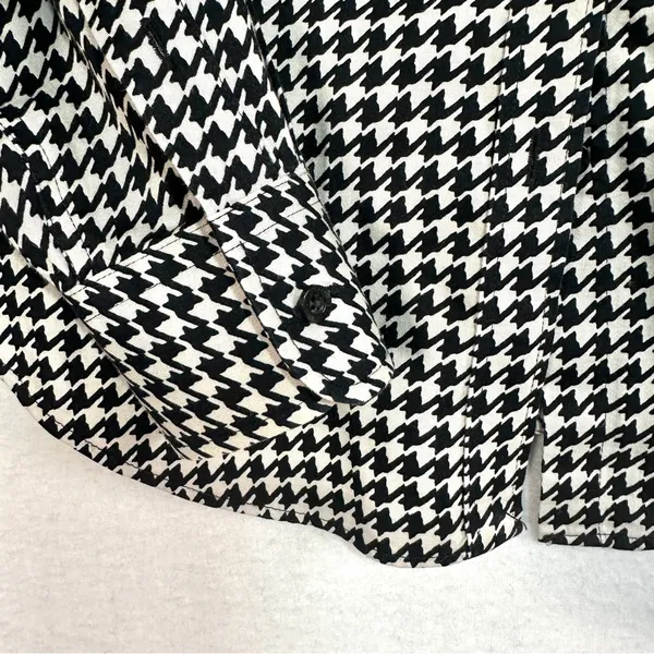 Lauren Ralph Lauren Houndstooth Top S Black Ivory Cotton Non Iron Button Up - Image 3