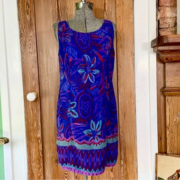 Vintage Rainbow Jo Tropical Vibrant Floral Hawaiian Resort Dress Sz Medium💛 - Image 14