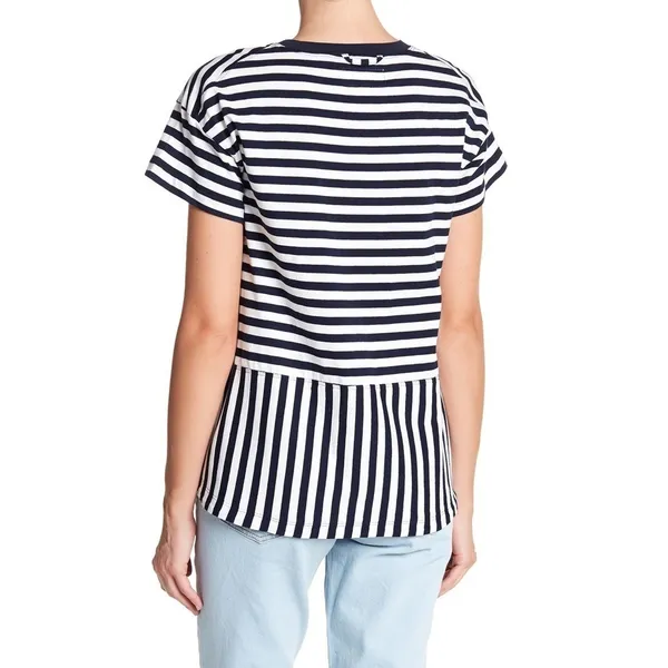 Derek Lam 10 Crosby Asymmetrical Stripe Tee Shirt - Image 2
