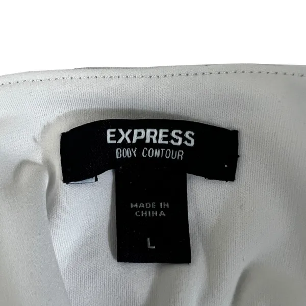 Express Body Contour Marble Print Bodysuit White Black Modern Sleek Size L - Image 5