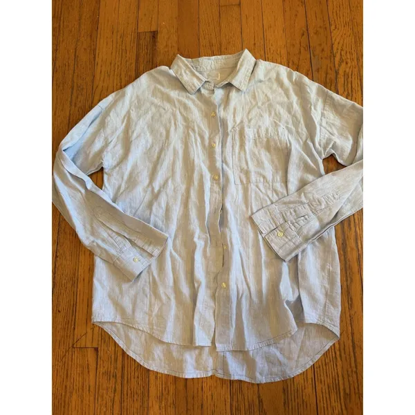Women’s XL Blue Linen LS Button Up Lightweight Casual Shirt - Image 2