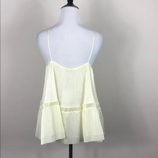 Lewit Green Essence Pleated Swing Top Square Neck Spaghetti Strap Yellow Size XS - Image 6