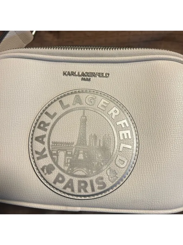 Karl Lagerfeld Paris Medallion Crossbody With Adjustable Strap White Bag - Image 2