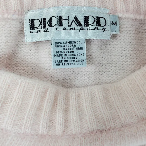 Richard and Company Pencil Skirt Women M Pink Angora Wool Knit Vintage Fuzzy HK - Image 2
