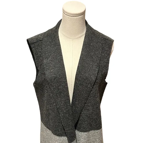 Tahari Colorblock Wool Blend Open Front Long Sweater Vest Women’s Size Large - Image 5