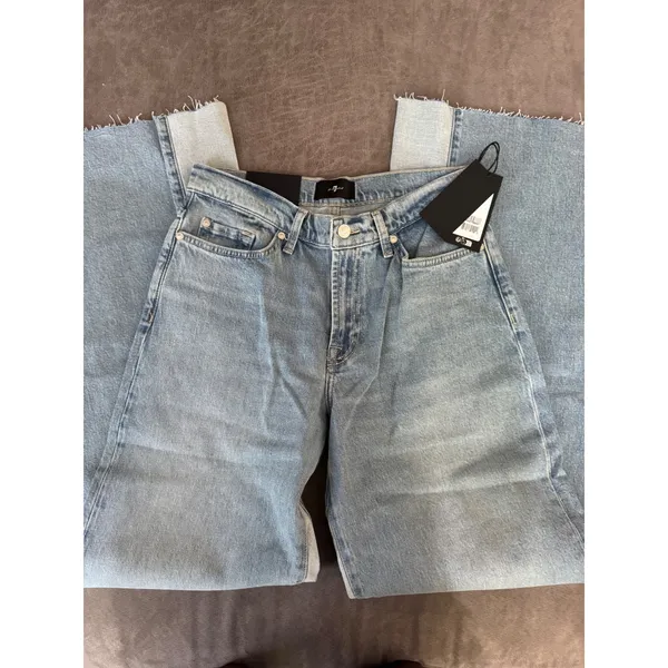7 For All Mankind Paneled Lotta Wide Leg Jeans Seabreeze Blue Size 28 NWT - Image 6