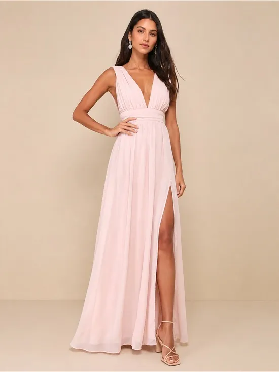 NEW Lulus Heavenly Hues Blush Maxi Dress Sz MEDIUM - Image 2