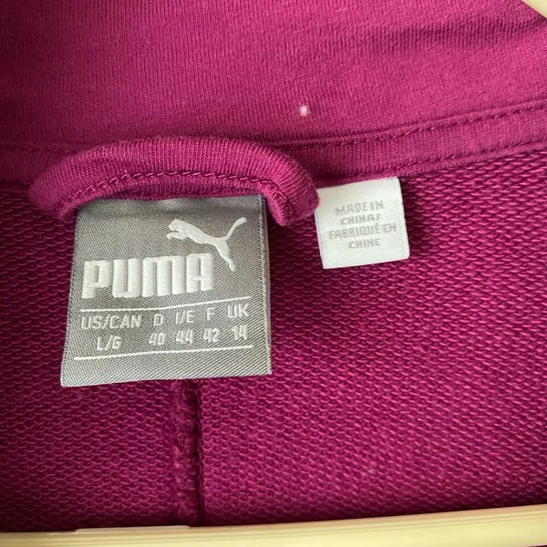 Puma‎ sz L fuchsia pink diagonal zip sweat coat - Image 5