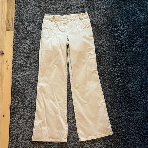 Ann Taylor Loft Wide Leg Flare Khakis Womens 4 - Image 2