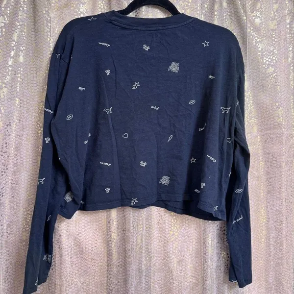 PINK Victorias Secret Black Long Sleeve GRL PWR Cropped T Shirt Large - Image 2
