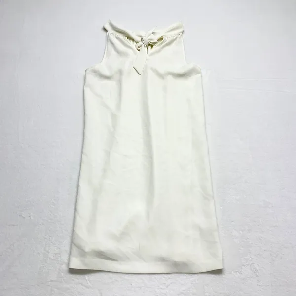 Joie Tie Neck Halter Shift Dress‎ Womens Size S Ivory White Mini Cocktail Crepe - Image 9