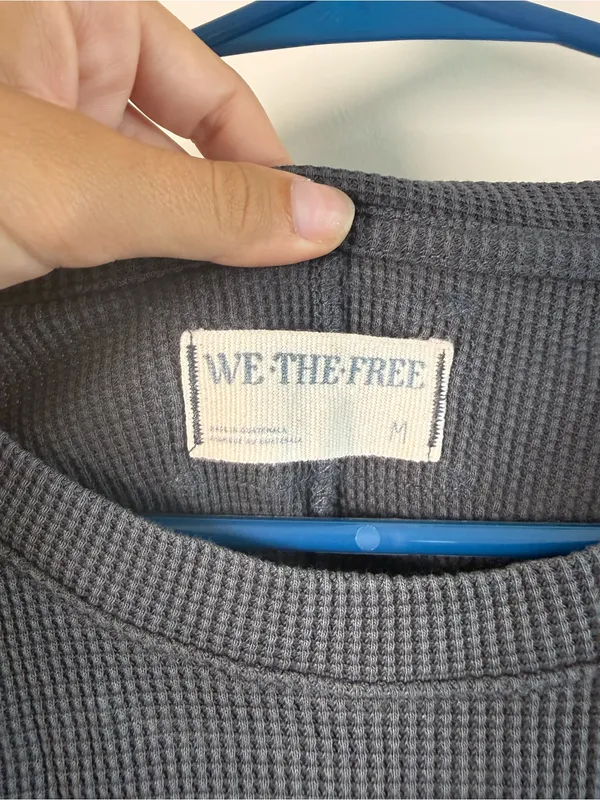 We The Free Charcoal Ribbed Long Sleeve Crewneck Top - Image 3