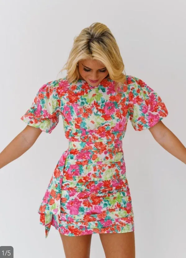 Shelby Ruched Puff Sleeve Mini Dress - Image 2