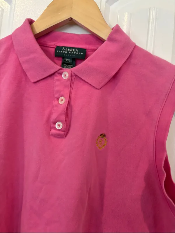 Lauren Ralph Lauren pink polo tank top size petite large - Image 3