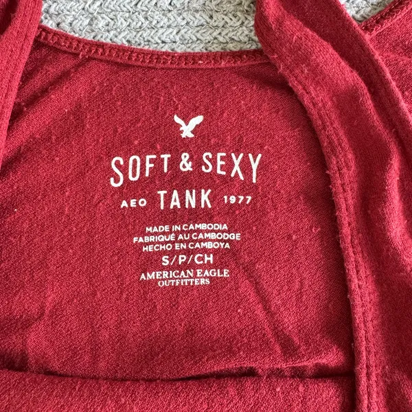 American Eagle Outfitters Rusty Red Low Scoop Back Loose Fit Crop Tank Sz Small - Image 7