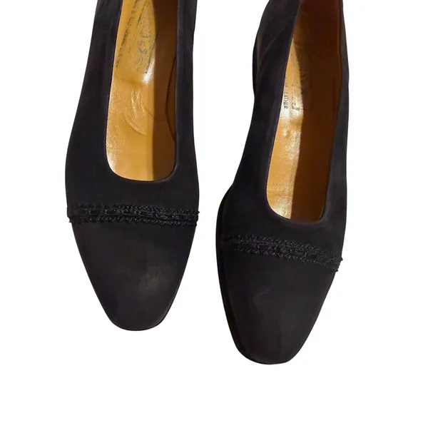 Vintage Harold's Black Suede Cap-Toe Flats Loafers‎ size 9AA Made in Italy - Image 12