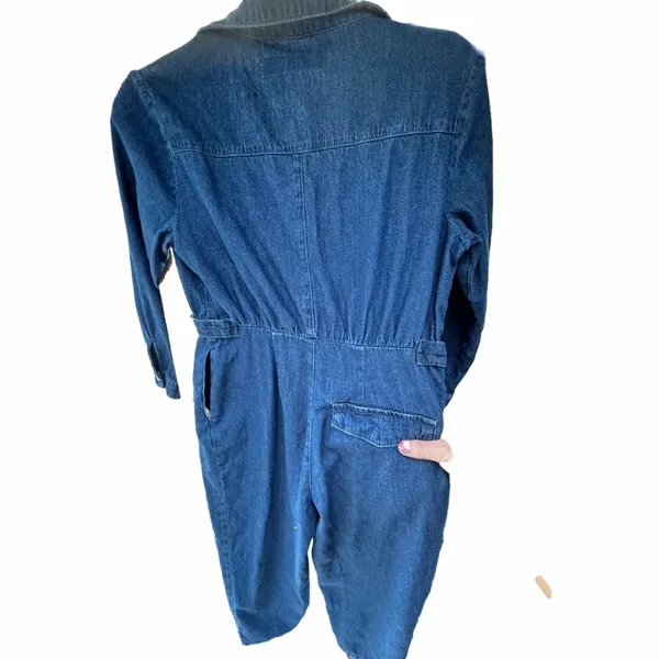 NWOT Rare ASOS Denim Jean Jumpsuit Romper with front zipper and button detail - Image 13