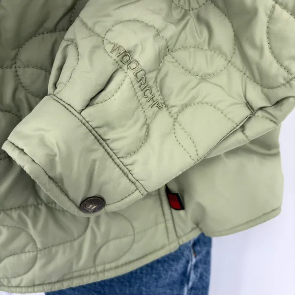 Woolrich Quilted‎ Light Sage Jacket Women Small Snap Button Coat Outdoor Winter - Image 3