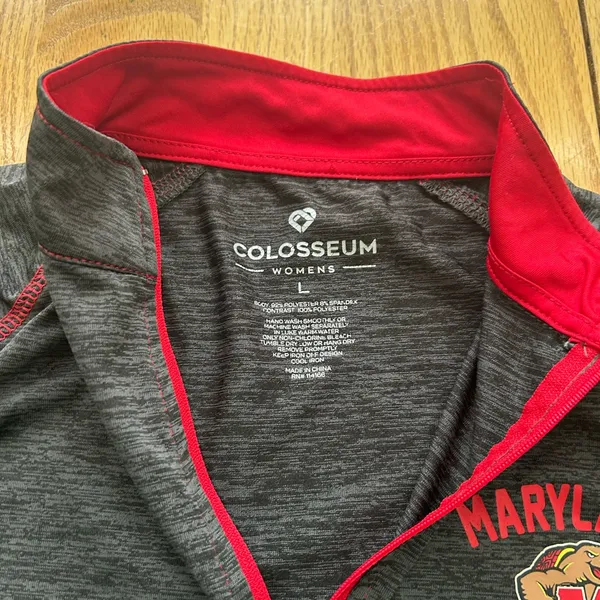 Colosseum Maryland Terrapins Women’s Large 1/4 Zip‎ Pullover Gray Red Heathered - Image 4