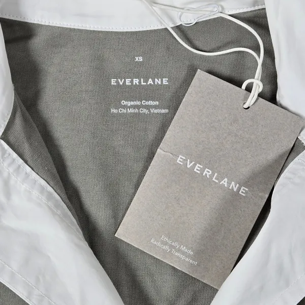 EVERLANE Organic Cotton‎ Polo T Shirt Dress Short Sleeve White Collar Fog XS - Image 3