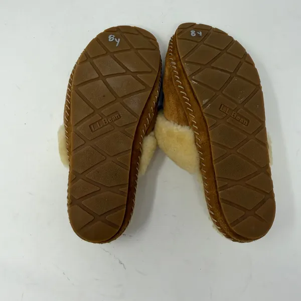 LL Bean Slip on Slide Slipper Scuff Shearling Suede Brown Womens Size 10 - Image 8