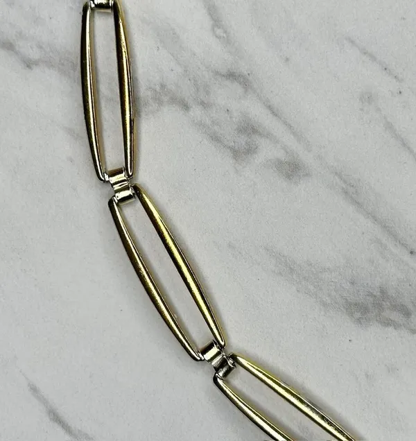 Skinny Silver Gold Chain Link Belt Large XL Two Tone ✨ - Image 8