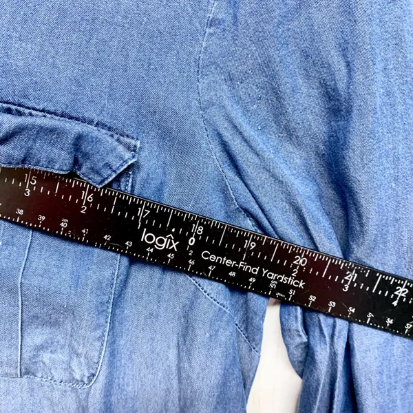 New Directions Chambray Button‎ Down Womens Size M Blue Lyocell Denim Shirt Top - Image 3