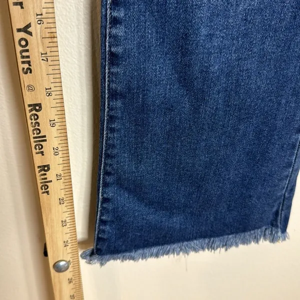 Risen Jeans Women's Distressed Raw Hem Flare Denim Blue Size 5/27 - Image 7