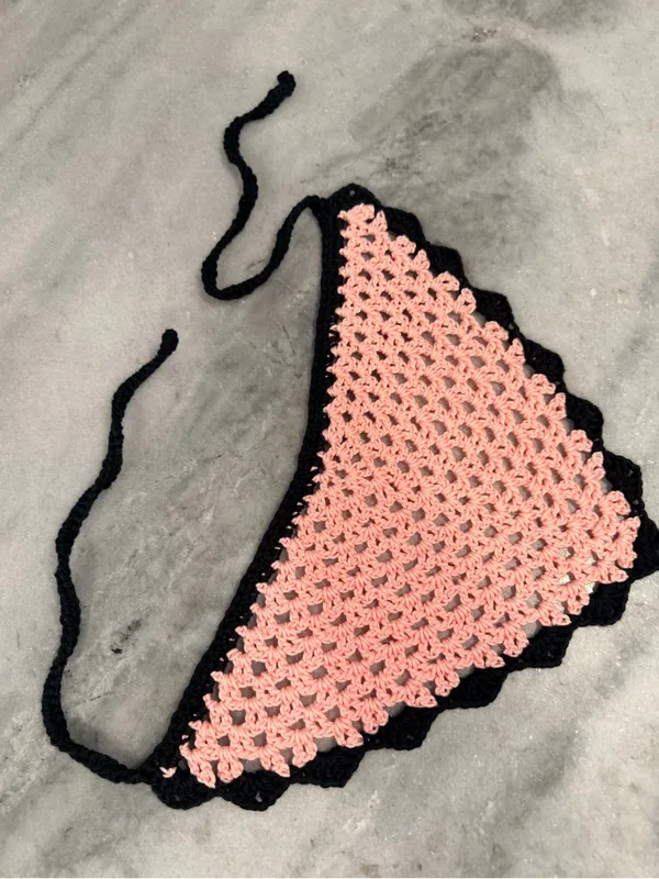 Handmade Crochet Bandana Head Scarf Cotton Boho Triangle Wrap Fest Cottagecore - Image 5