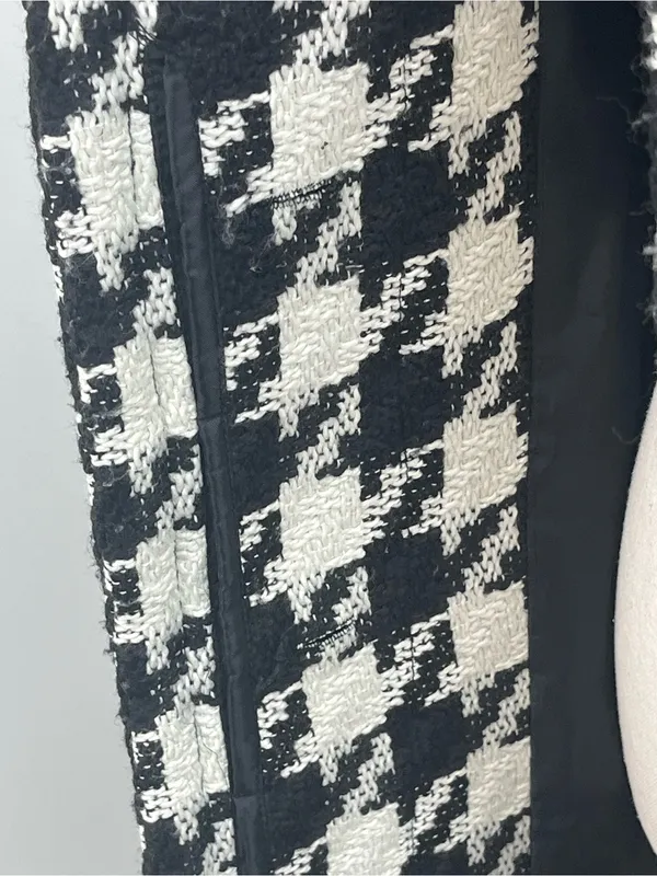 Yoki Collection Women’s Black White Houndstooth Trench Coat Jacket Size Small - Image 4