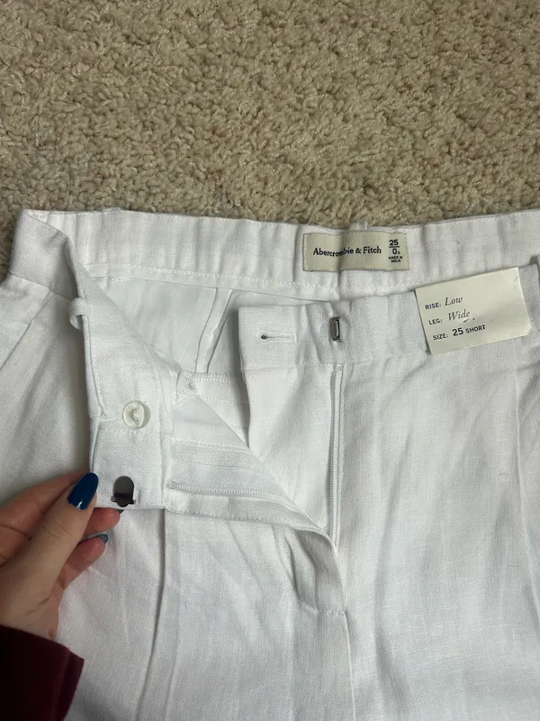 NWT Abercrombie Tailored Linen-Blend Wide Leg Pant SHORT - Image 6