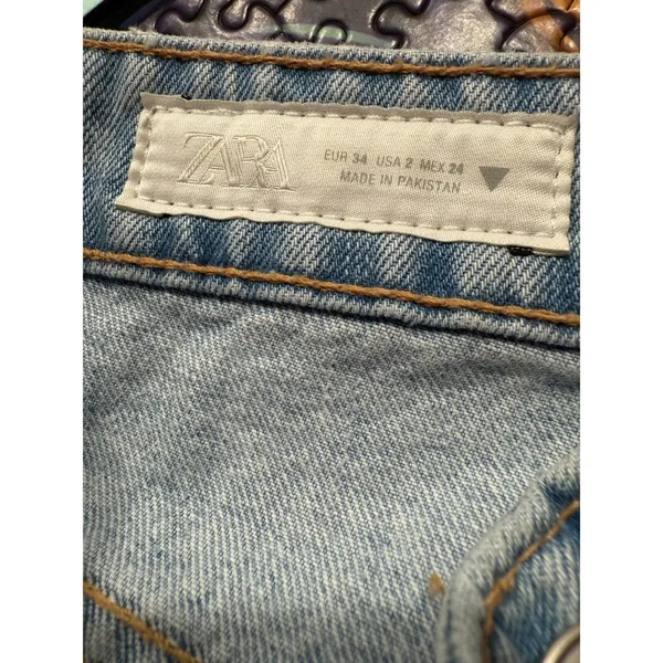 ZARA Wide Leg Light Wash Denim Jeans Womens EUR 34 USA 2‎ - Image 5