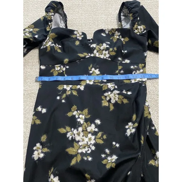 Reformation Floral Sweetheart Neck Midi Dress Long Sleeve Side Slit Size 6 - Image 16