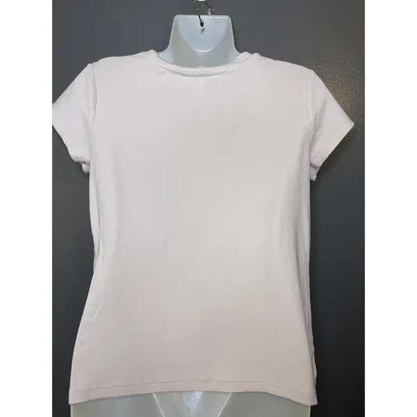 Club Monaco Shirt Womens Large Pink Basic Crew Neck Cropped Stretch Tee Top - Image 5
