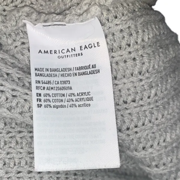 American Eagle Light Gray Open-Front Long Cardigan Sweater Pockets Drapey - Image 5
