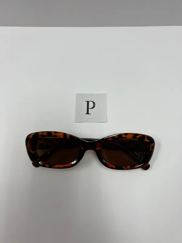 Retro rectangular leopard sunglasses / small 90s sunglasses Brown - Image 5
