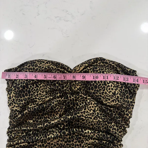 Forever 21 Animal Print Gold Strapless Mini Dress - Image 7