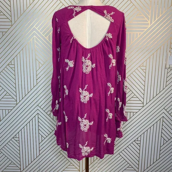 Free People Embroidered‎ Austin Mini Dress Purple - Image 8