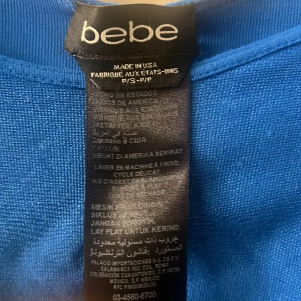 90’s vintage 2 piece Bebe’s blue bandage skirt crop top (photo-2016) - Image 4