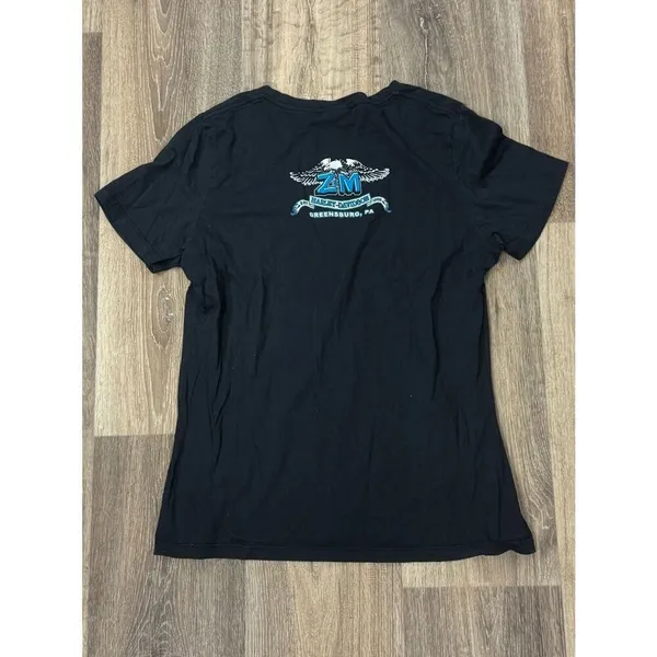 Harley Davidson Sequin Black and Blue VNeck Short Sleeve Tee Shirt Women’s Large - Image 4