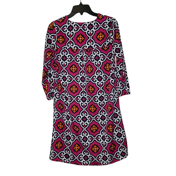 Buckhead Betties Geometric V-Neck 3/4 Sleeve Shift‎ Dress Multicolor Women Small - Image 8