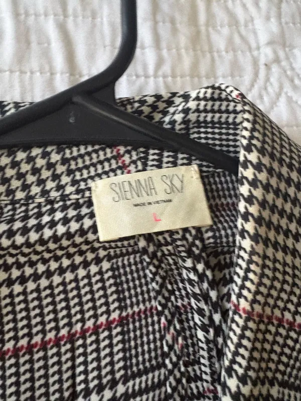 Sienna Sky Plaid Houndstooth Open Front Lightweight Blazer Jacket - Image 3